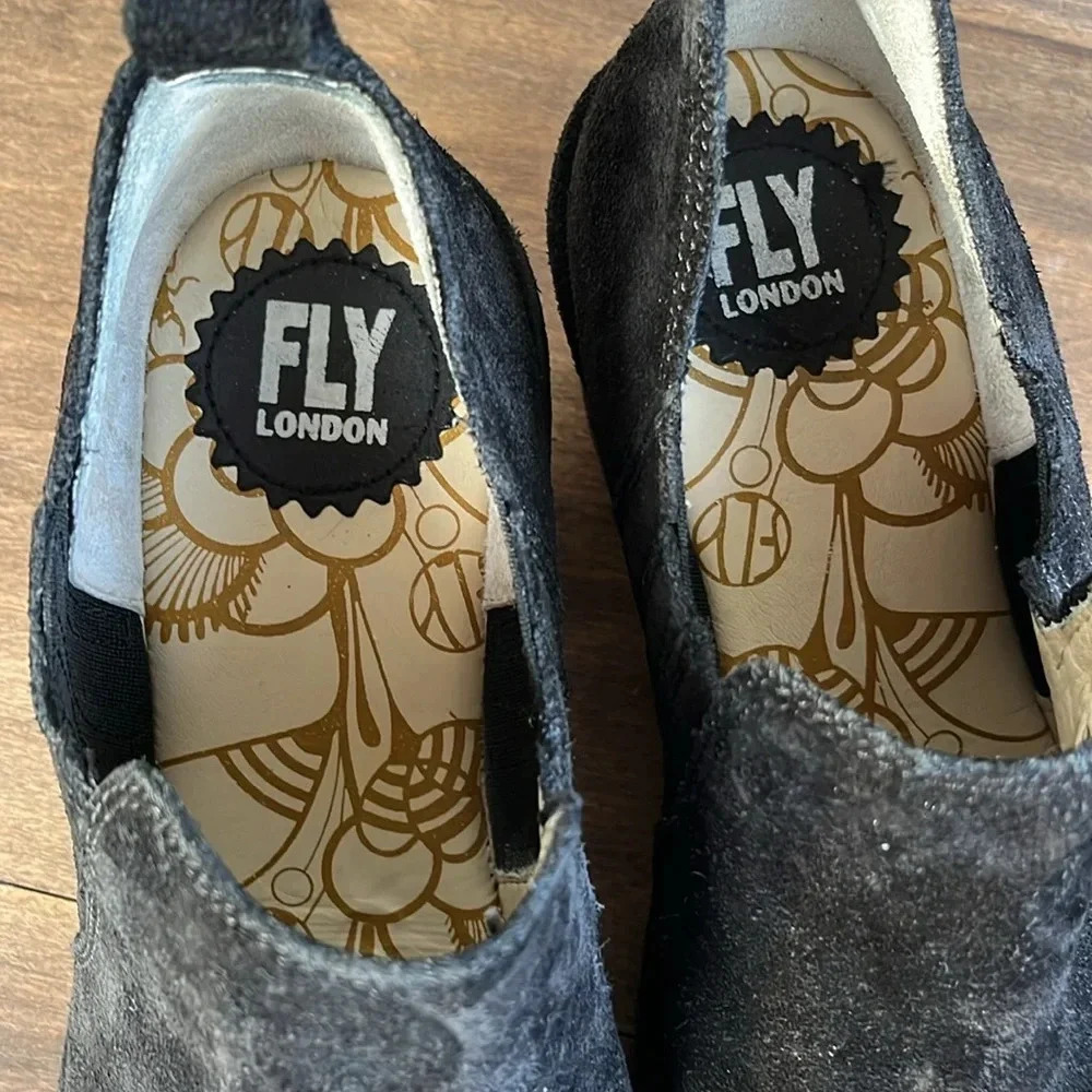 Fly London Black Suede Low-Ankle Slip-on Bootie Size 39 - Picture 8 of 11